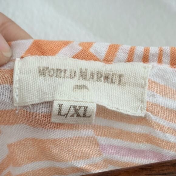 World Market Maxi Dress sz Large / XL Lightweight Kaftan Kimono Beachy Geometric - Picture 4 of 10